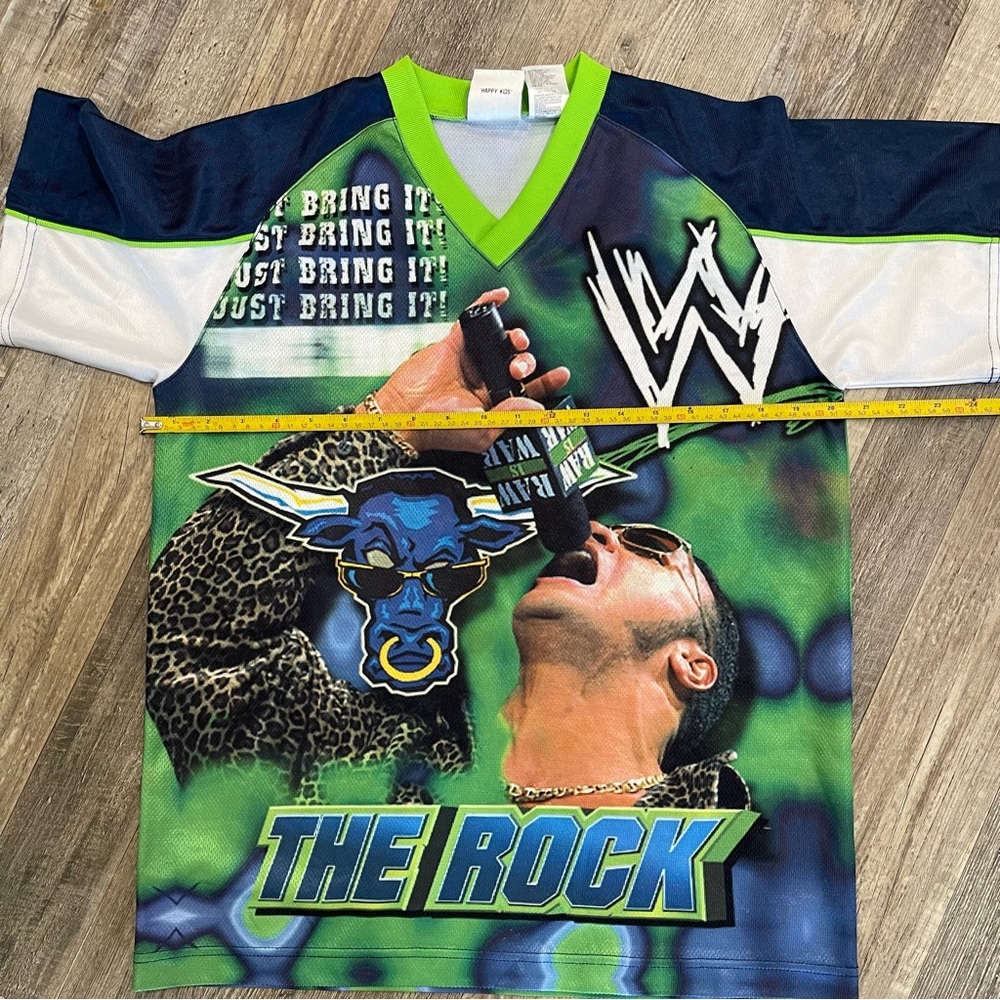 WWF WWE THE ROCK Y2K VINTAGE VTG ALL OVER PRINT TEE RARE